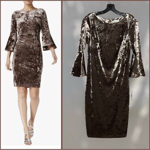 🥂Calvin Klein New Velvet Bell Sleeve Special Occasion Dress 6P